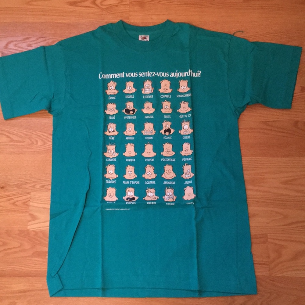 Brand new teeshirt with French emotions faces!!
